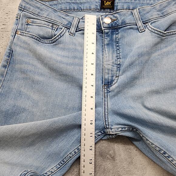 Lee Jeans Womens 16 Blue Mid Rise Straight Leg Regular Fit Stretch Denim Casual - Picture 10 of 13